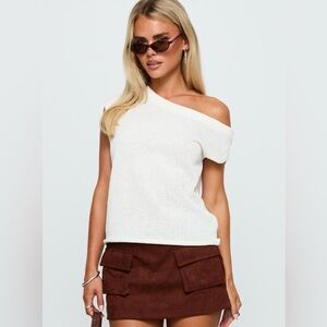 PRINCESS POLLY Women’s Off-the-Shoulder Cream Knit Sweater Top